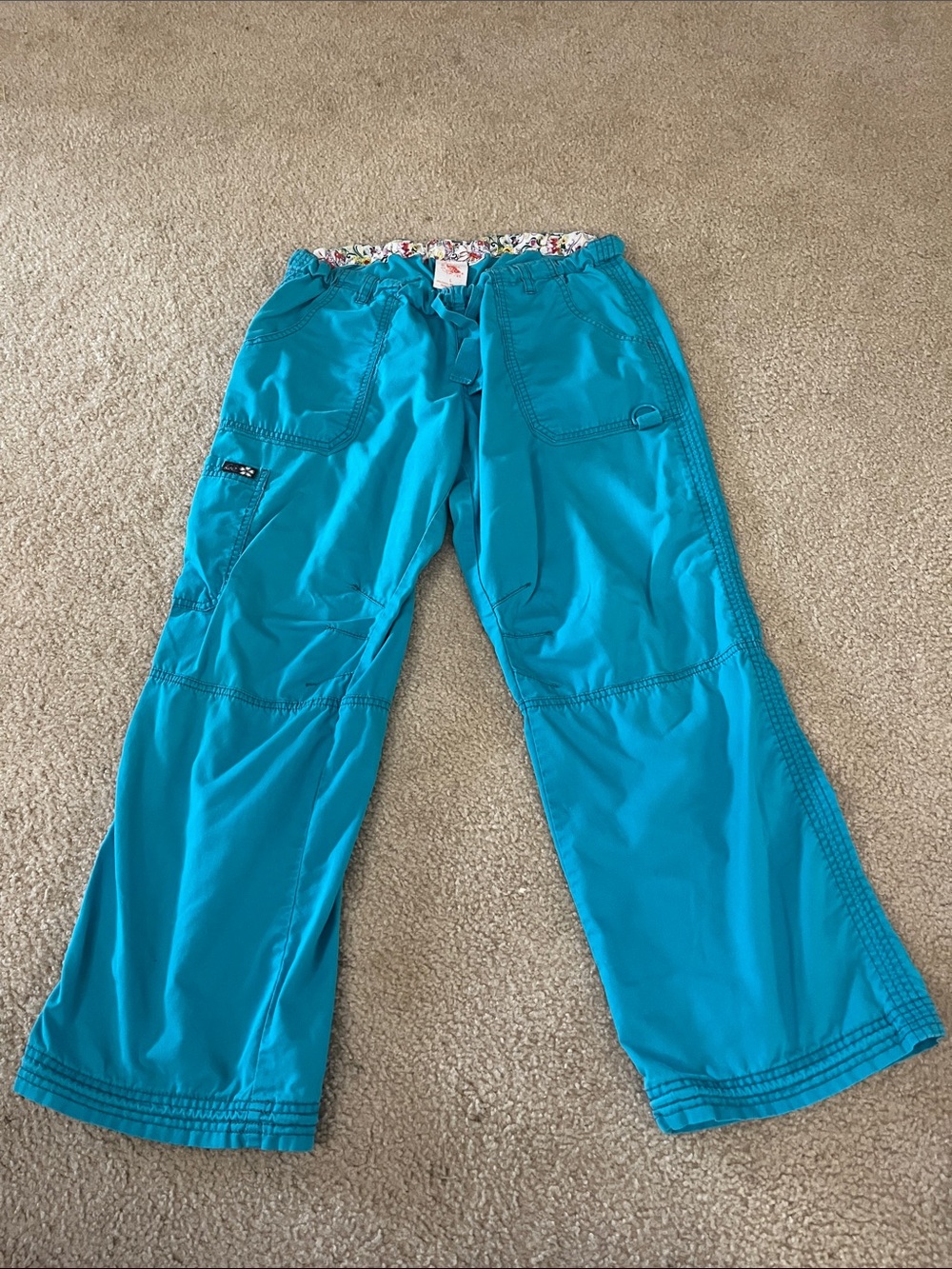 koi Wide Leg Scrub Pants in Teal Blue
